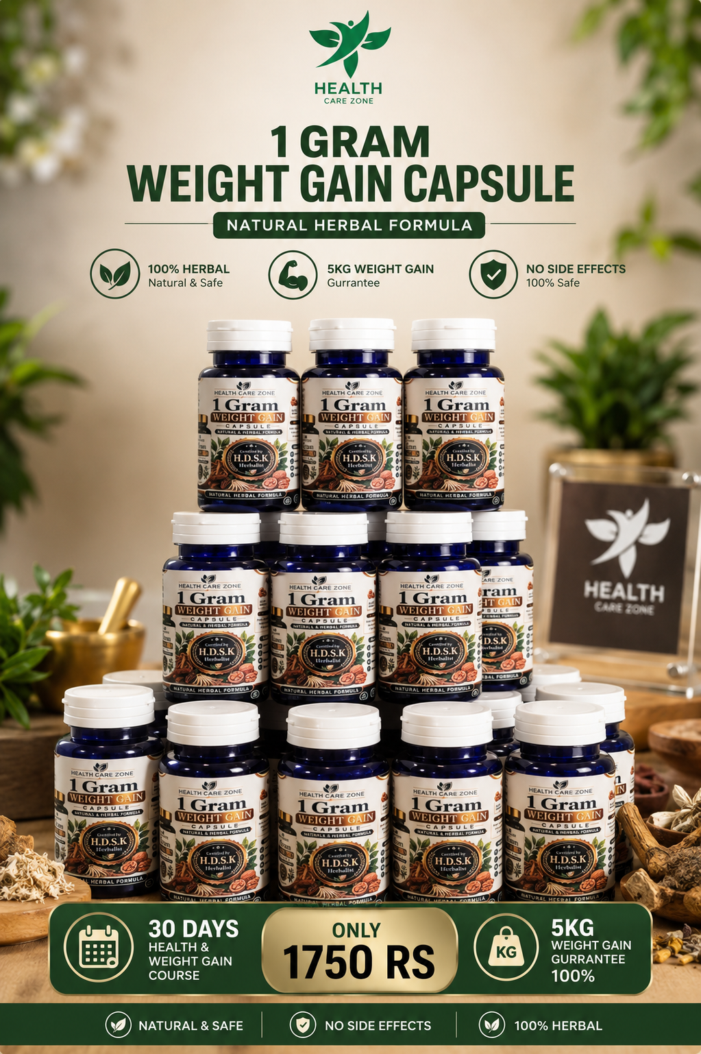 One Gram Capsule | 100% Herbal Weight Gain Formula 🔥